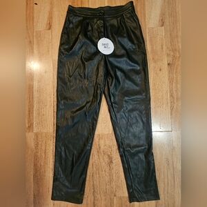 Princess Polly Black Highwaist Faux Leather Pants 10